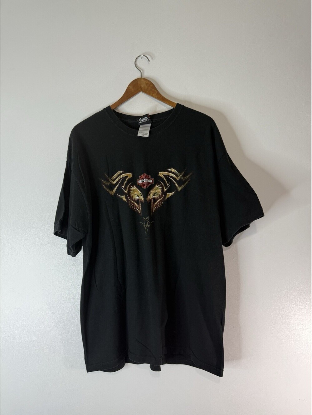 Harley Davidson 2005 Camo Eagle Tribal Design T-Shirt Men's Size XL Black